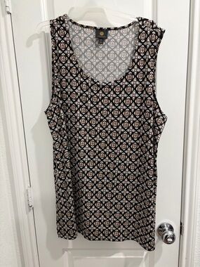 JM Collection Black & Cream Geometric Tank Top